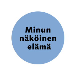 Sinisen pallon keskellä teksti minun näköinen elämä.